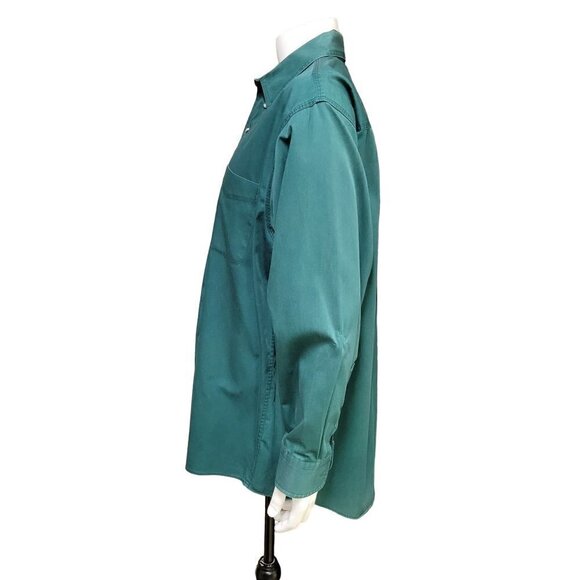 Savane Men's Long Sleeve, Button-Up Hunter Green, Deep Dye Shirt, Size Large Lon - Picture 7 of 9